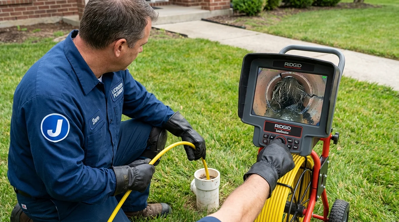 Sewer camera inspection being performed by Johns Plumbing LLC in Milbridge