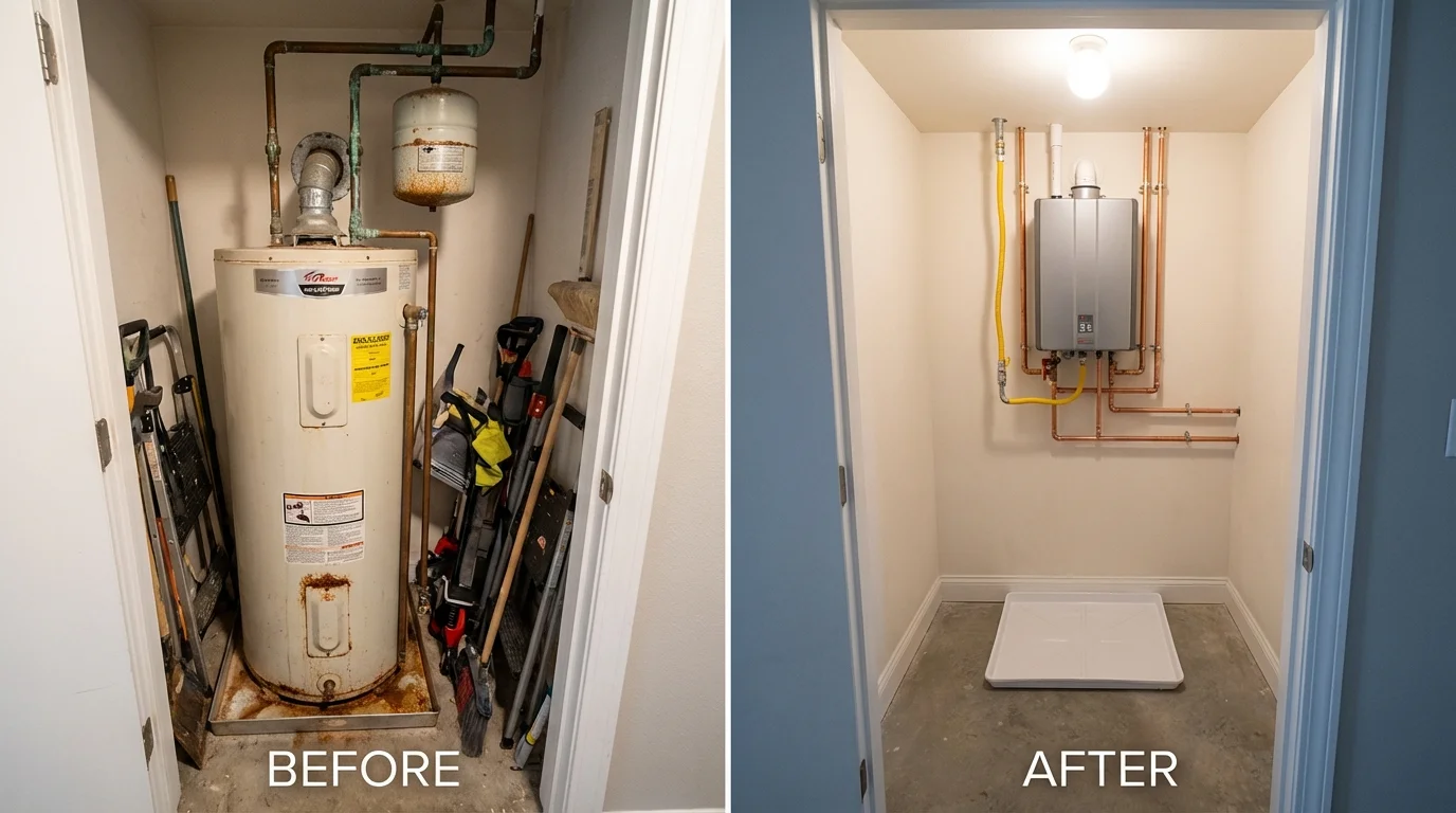 Tank water heater versus wall-mounted tankless unit comparison for Milbridge, ME homeowners