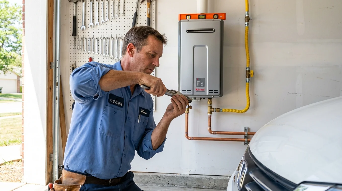 Tankless water heater installation by a Johns Plumbing LLC plumber in Milbridge